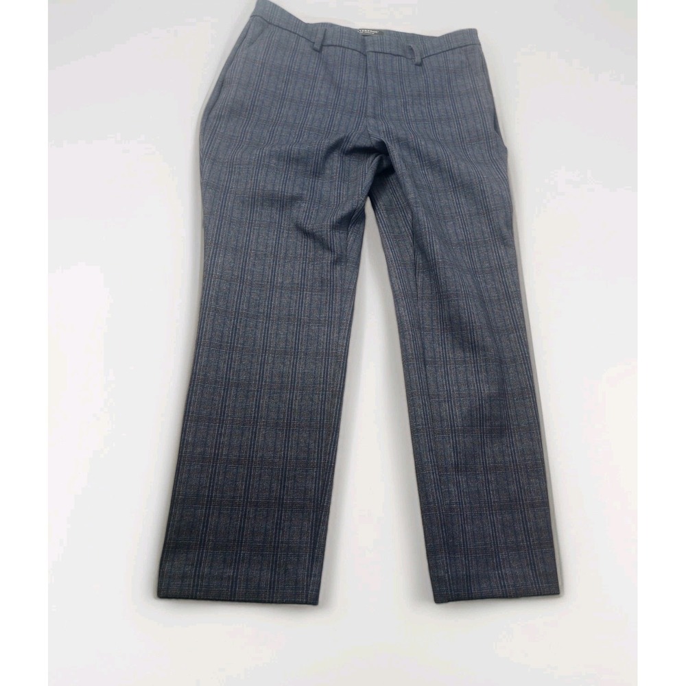 LIVERPOOL Men's Blue Plaid Straigh Leg Career Dress Pants stretch Comfy 34x 30
